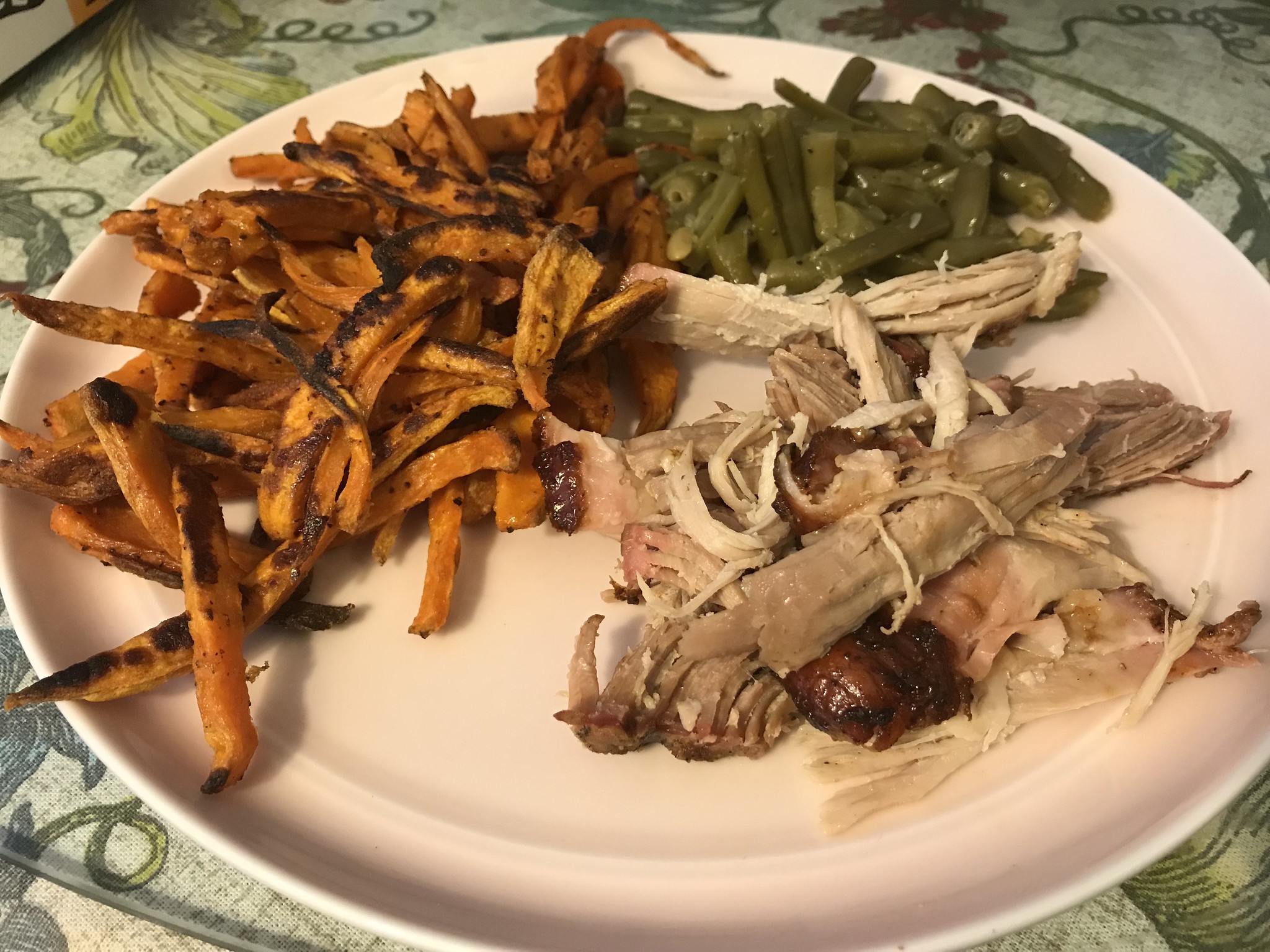 Picture of Pulled Pork, Sweet Potato Fries, and Green Beans