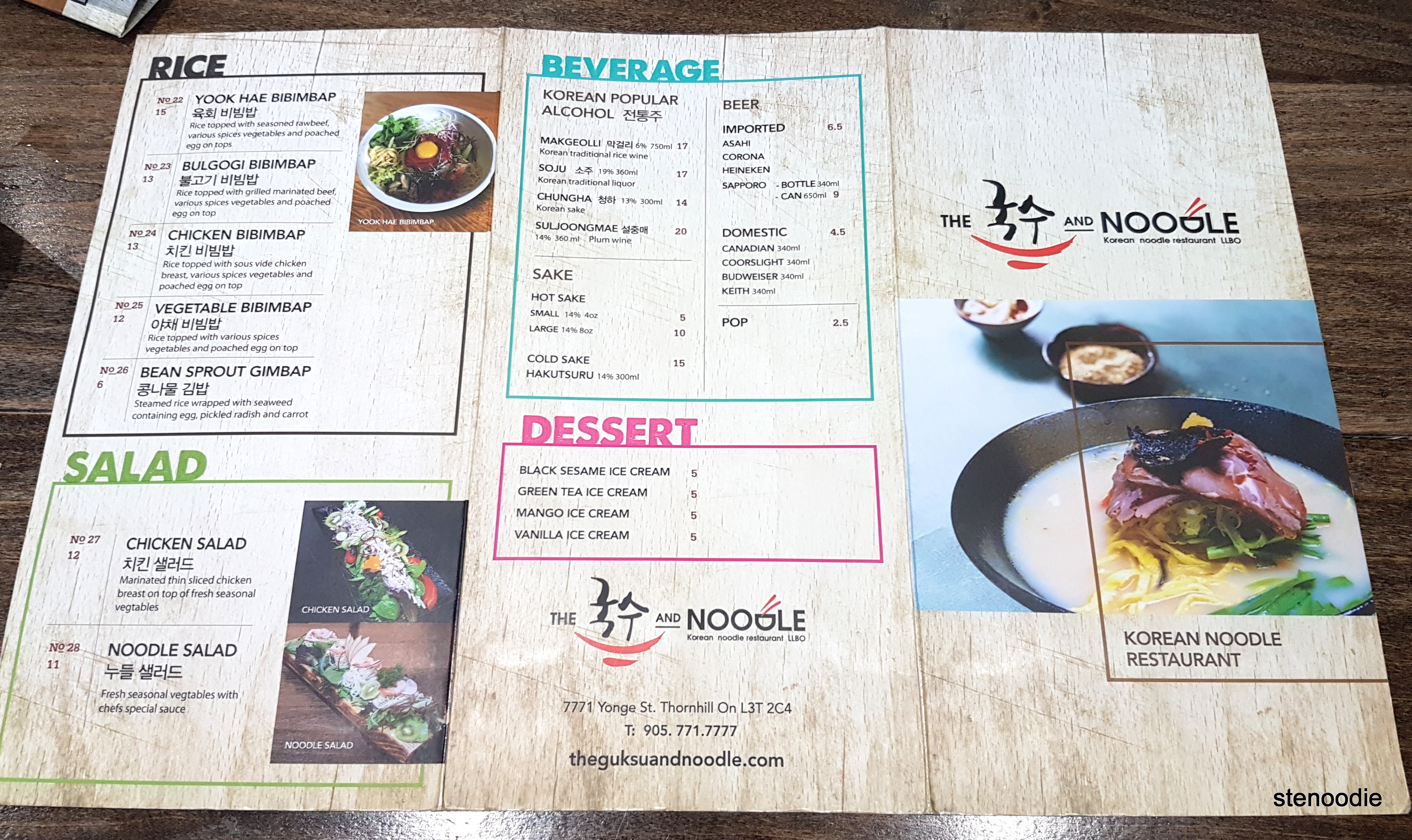 Guksu and Noodle menu and prices