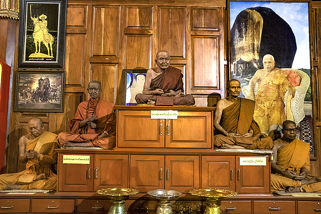 Statues of monks at King Taksin Shrine--Chanthaburi