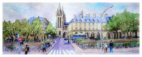 googleearthstreetview quimper bretagne france croquis sketch panoramic panoramique cathédrale gothique ville people personnages