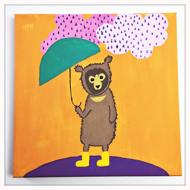 Springtime Sloth Bear Painting
