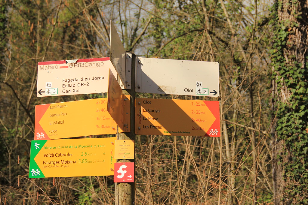 Signposted routes through the Garrotxa Natural Park