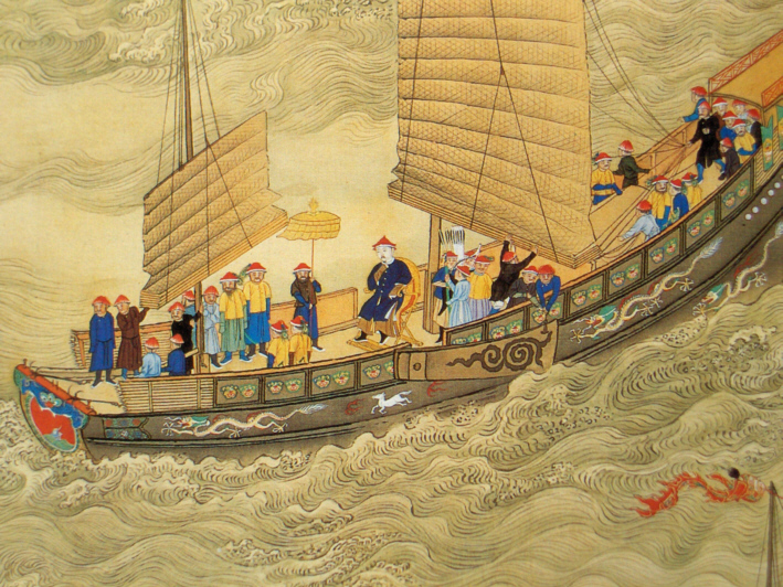 The Kangxi Emperor on tour, early 18th century, Qing Dynasty, China.