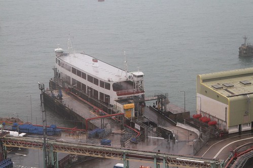 Double deck vehicular ferry at the Shell oil depot on Tsing Yi