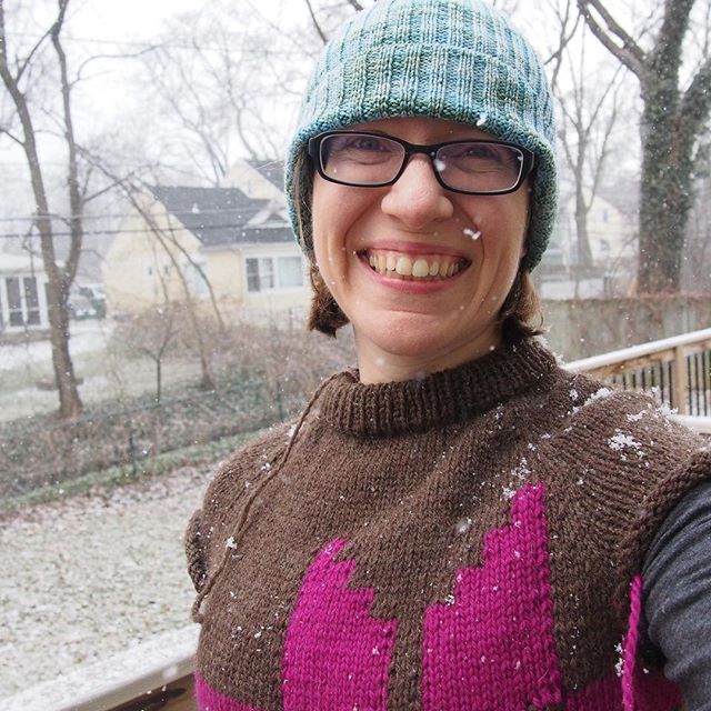 Taking progress photos of Winter Traveler during a random snowstorm. It was sunny two minutes later!