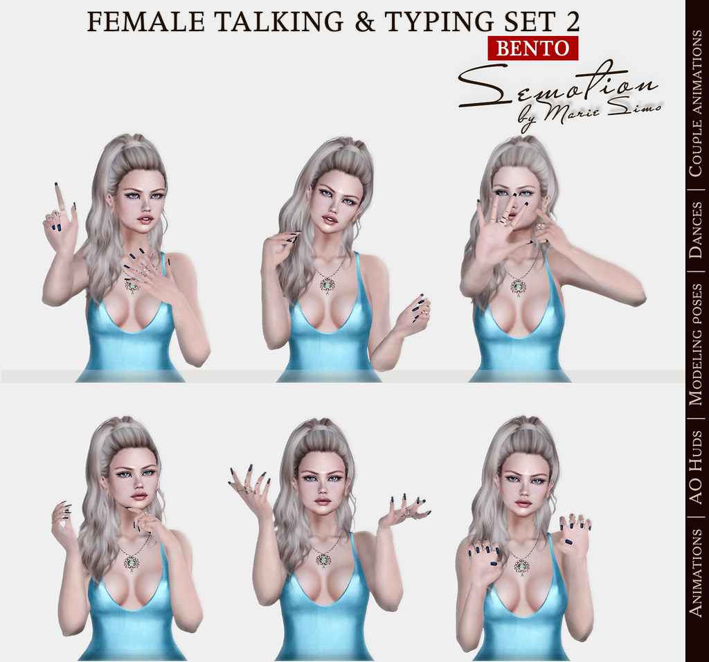 SEmotion Female Bento Talking & Typing Set 2 – 5 animations