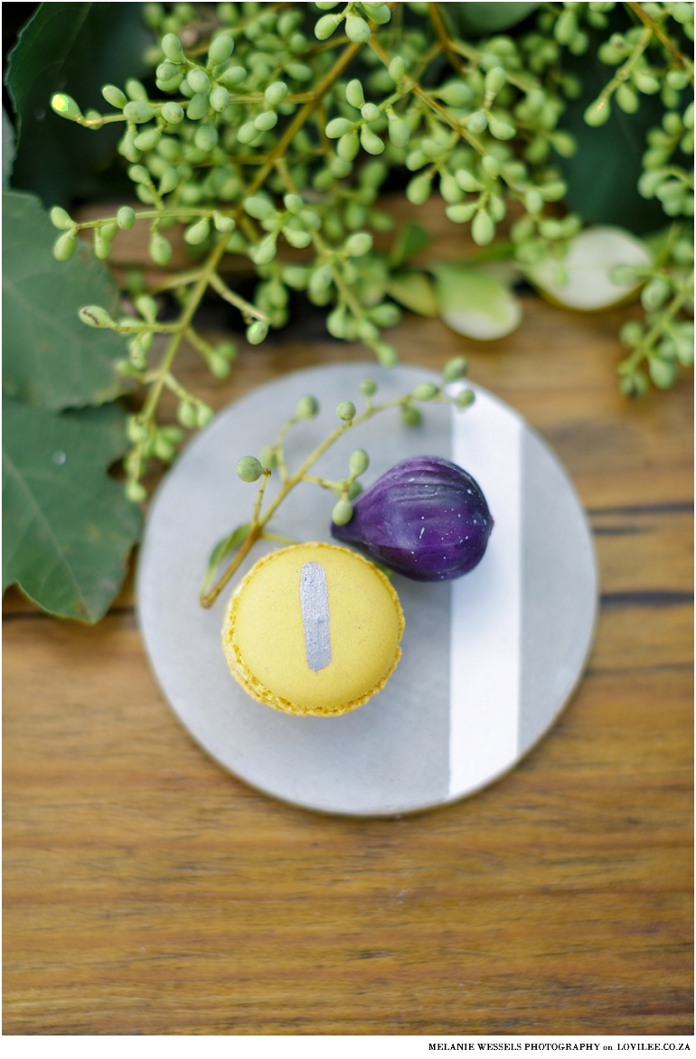 Easter table decoration ideas with mustard colour macaroons