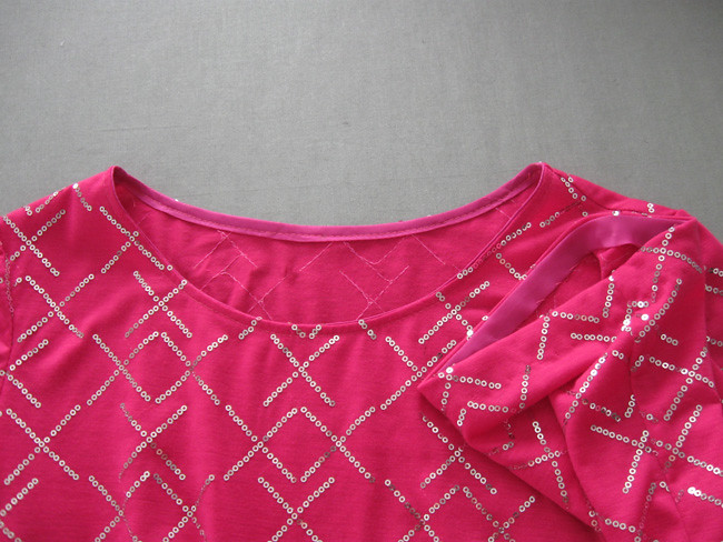 pink sequin top neck binding