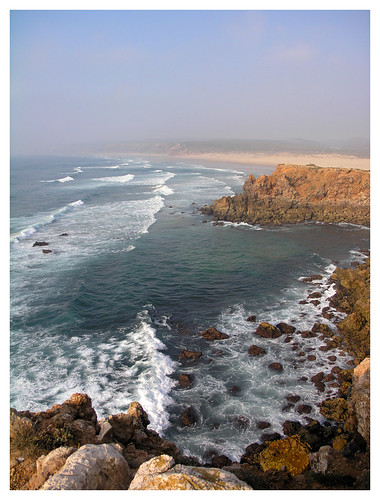 ocean sunset sea beach portugal coast rocks waves cliffs shore küste carrapateira ilustrarportugal
