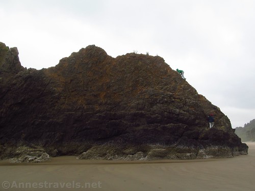 Scrambling on Lion Rock, Arcadia Beach, Oregon