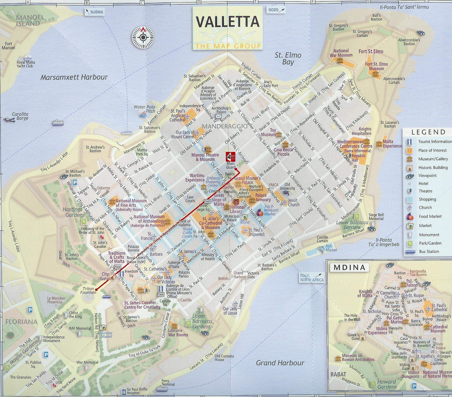 Map of Valletta