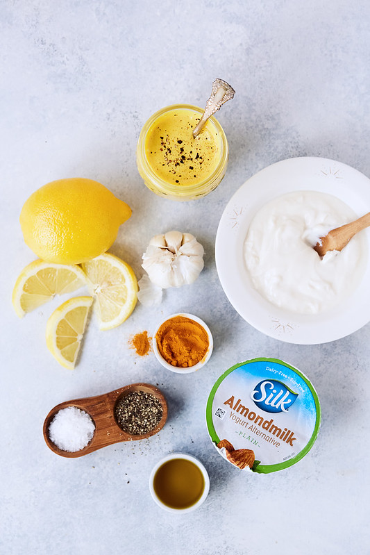 Lemony Turmeric Yogurt Dressing {Paleo, Dairy-free, Whole30, Vegan}