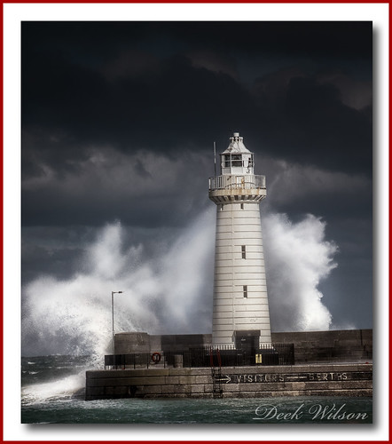donaghadee donaghadeelighthouse lighthouse tide hightide irishsea roughsea wave weather countydown storm seascape northernireland landmark