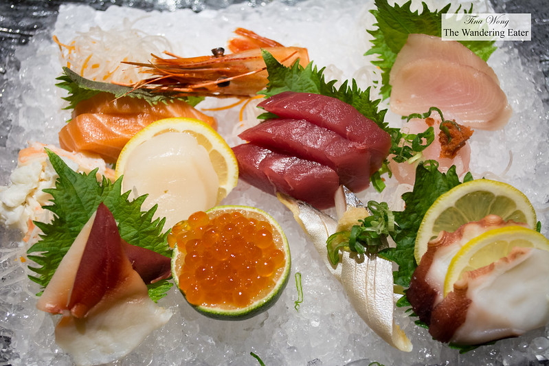 Sashimi platter - Salmon, tuna, octopus, snow crab, mackerel, yellowfin, ikura