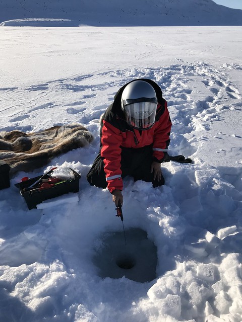Edmund ice fishing,  March 15, 2018 Finland