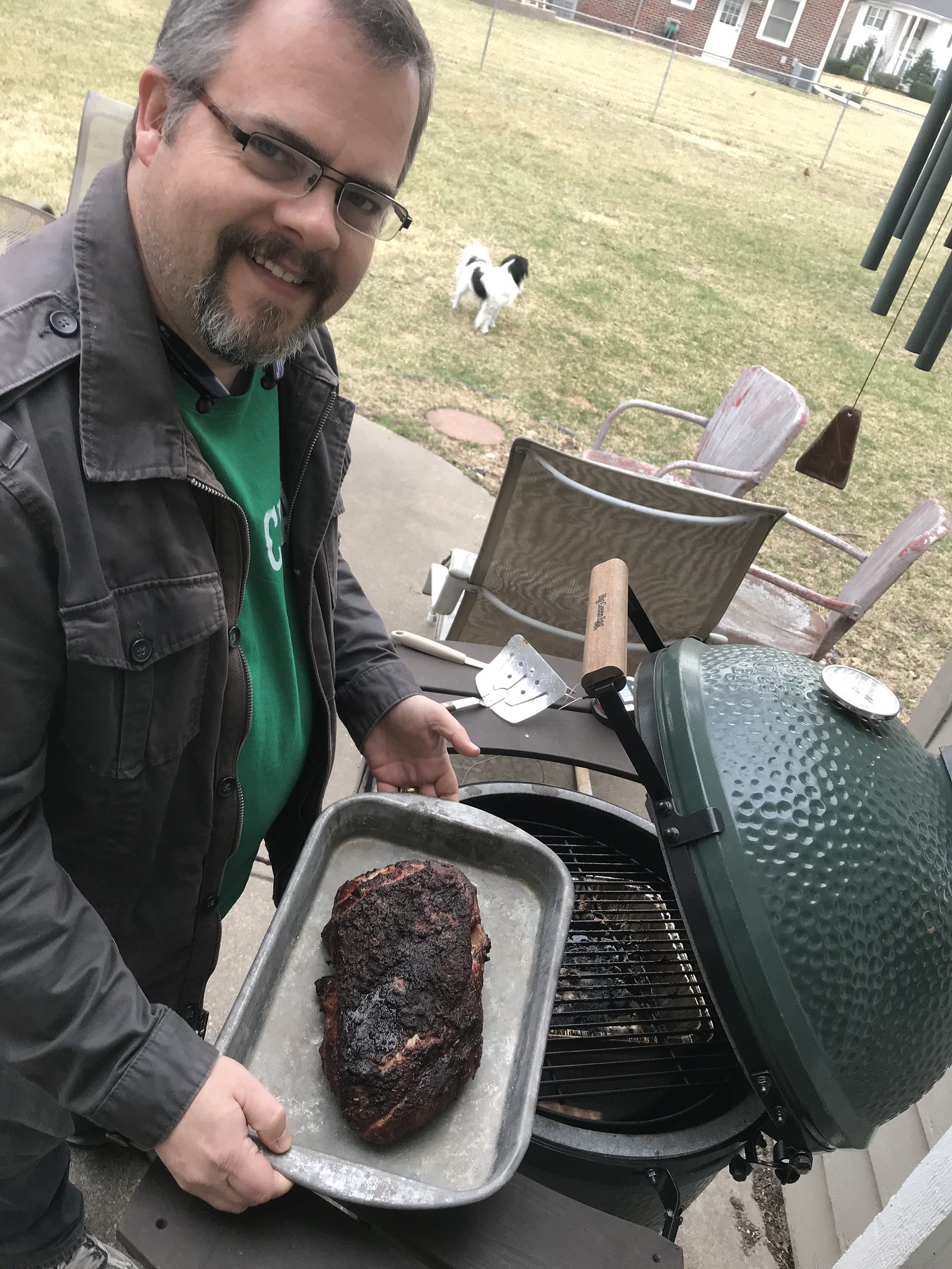 Picture of me removing the Pork Butt from the Grill