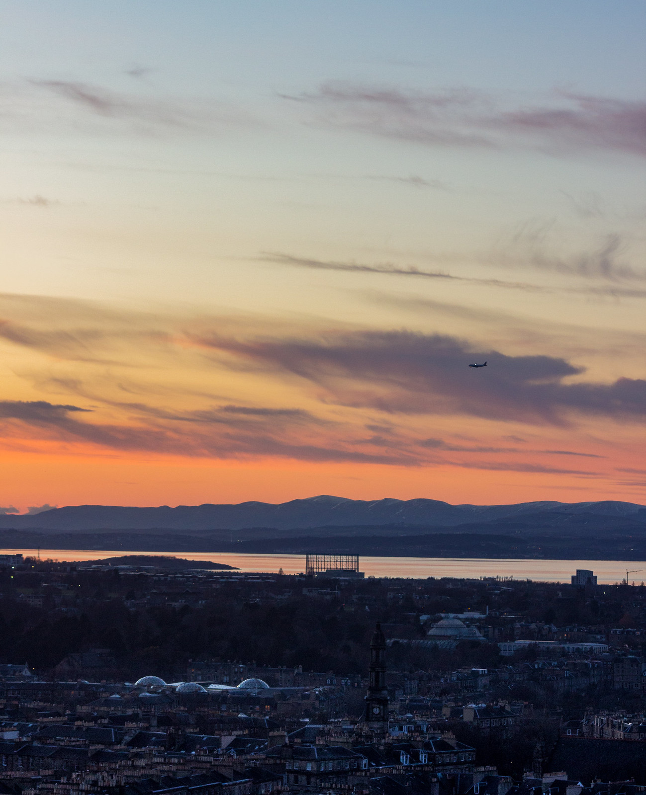 Sunset over the Firth of Forth from Calton Hill
