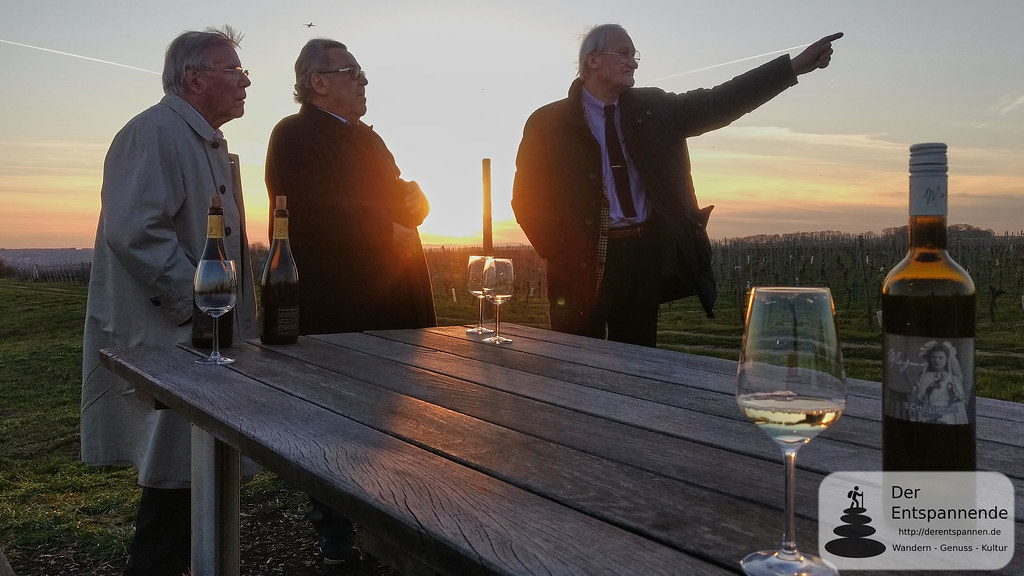 Sonnenuntergang bei der Weinwanderung Vinocamp Rheinhessen 2018