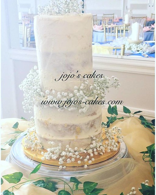 Semi-Naked Rustic Vanilla Sponge Wedding Cake by Jojo's Cakes