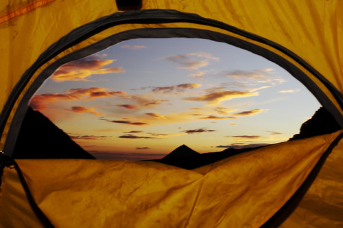 sunset colorado tent climbing backpacking telluride basecamp mountwilson navajobasin