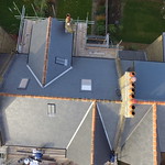 Drone pic of a recently completed Canadian natural slate roof in Dulwich