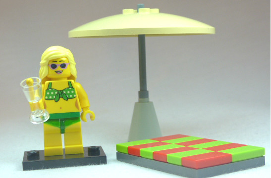 Brick Yourself Custom Lego Figure Beachgoer with Martini
