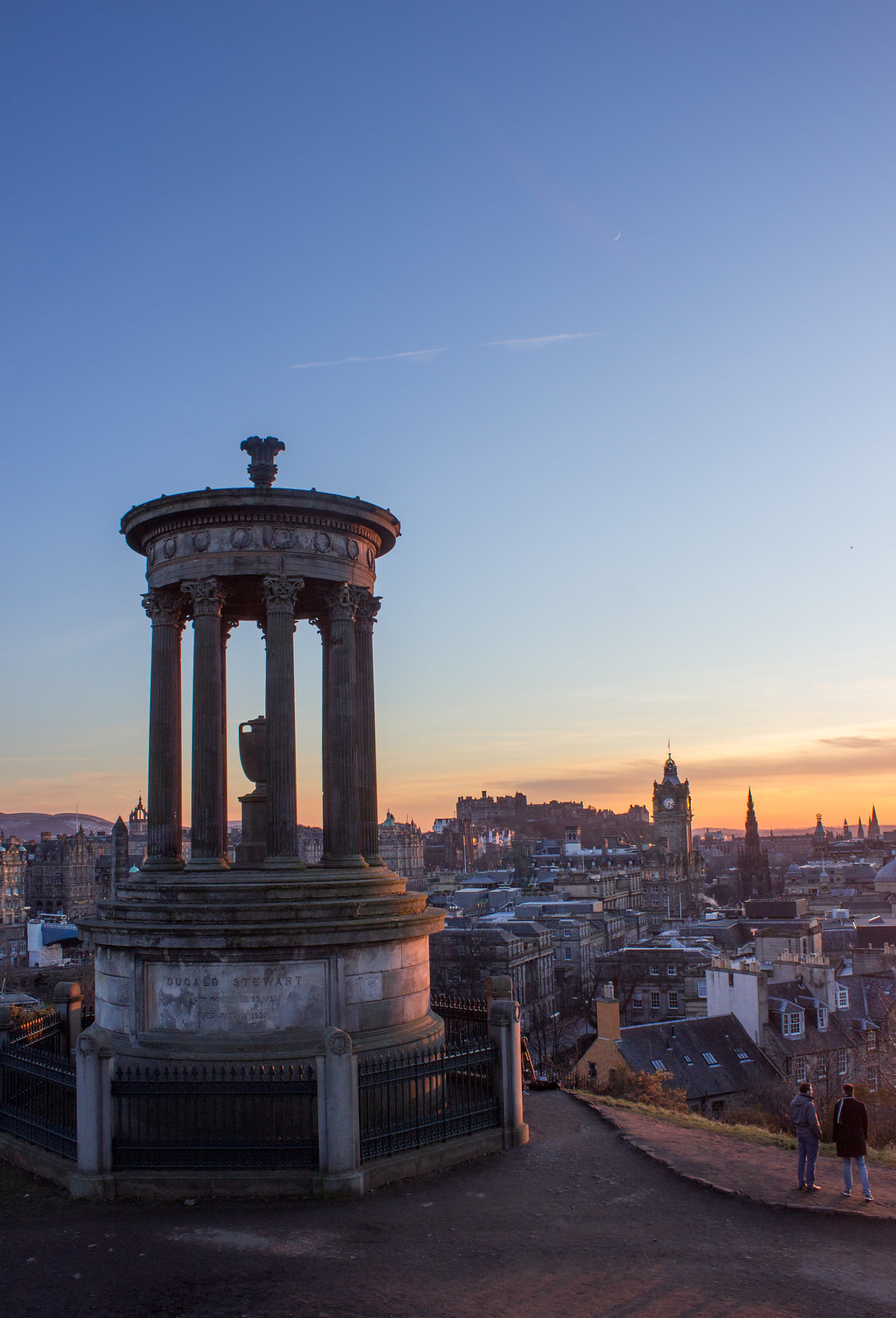 Watching the sunset over Edinburgh from Calton Hill