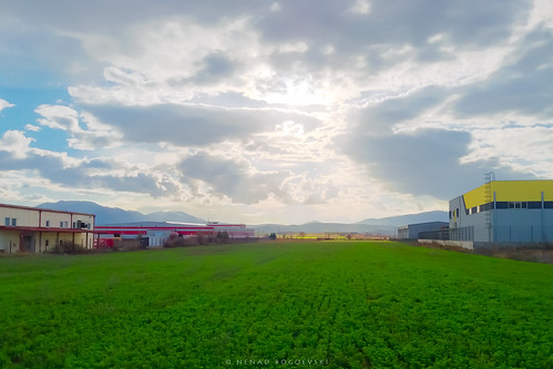 landscape green sky clouds hdr urban industrial zone blue
