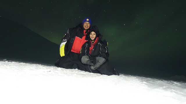 Northern Lights hunt, snow and borealis