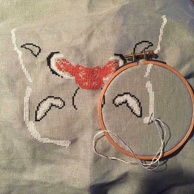 Stitchy update: this moth is progressing nicely and starting to take shape. #crossstitch #mothystitches #cantstopwontstop