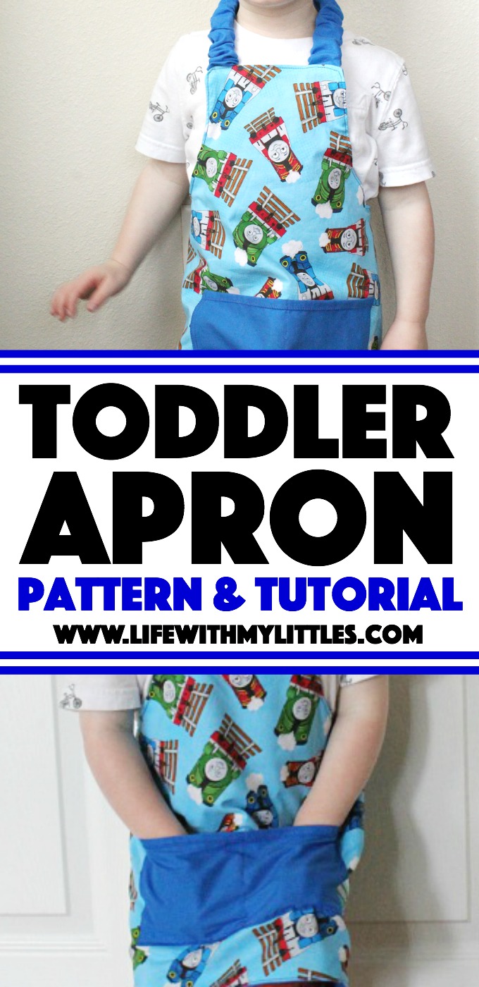 This toddler apron is so cute and easy! The pattern and tutorial are free, and you can pick your own fabric so your toddler will love it!