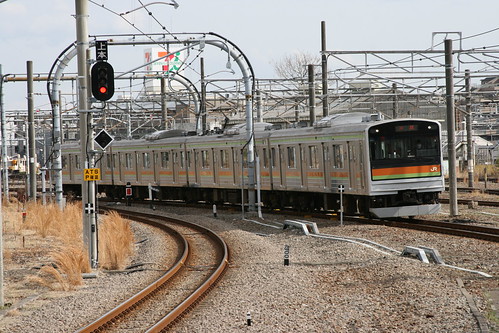 JR East 205 series (3000s) in Haijima.Sta, Akishima, Tokyo, Japan Mar 24, 2018