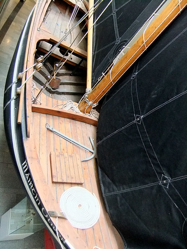 Galway Hooker, an Irish sailboat typical of the region at the Museum in Galway, Ireland