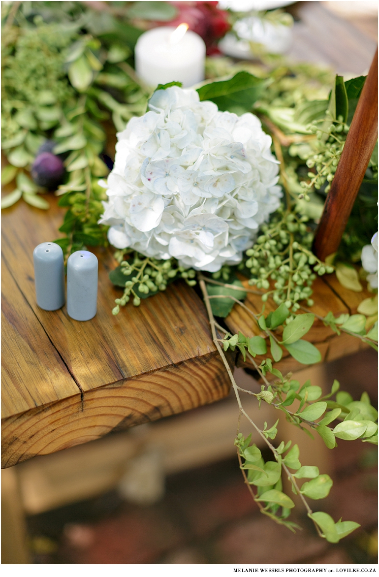 Easter table decorations with white Hydrangeas