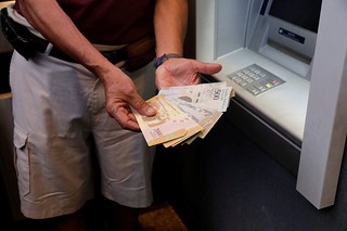 Venezuela Bolivar notes at ATM
