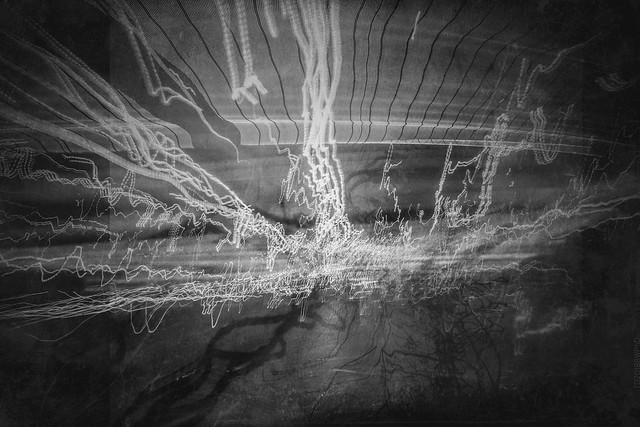 2018.04.03_093/365 - Lights of Night Road in Jackson Pollock's style.