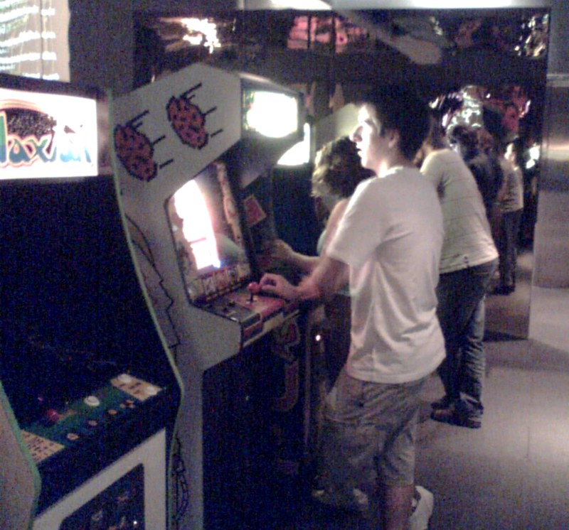 Playing video games at ACMI, March 2008