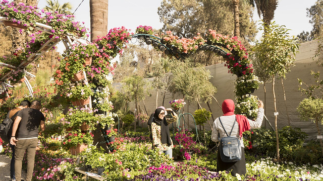 A selfie with flowers and friends at Egypt's Spring Flowers Fair 2018