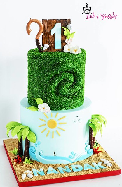 Moana and Maui Inspired 1st Birthday Cake by Iced N Frosted