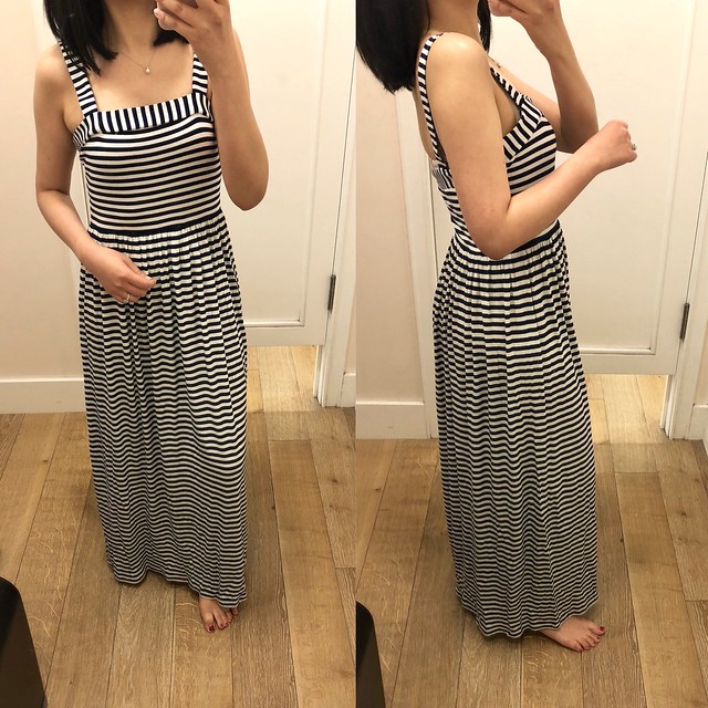LOFT Striped Strappy Maxi Dress, size XXSP
