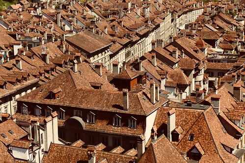 bern switzerland suisse old city town houses roofs view minster cathedral