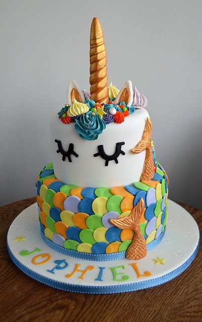 Colourful Combination of Mermaid Tail & Unicorn Cake by Sweet Passion Cakes
