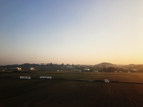 landscape countryside sunrise sky colorful korail train gyeongbuline