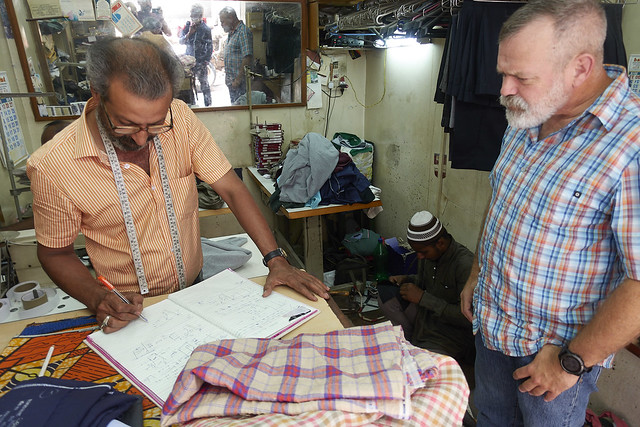 At the tailors with shirting