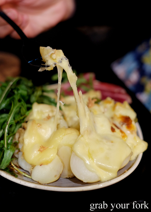 Stretchy oozing melted raclette at Handpicked Cellar Door in Sydney