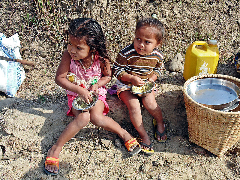 Nepalese kids in corn field