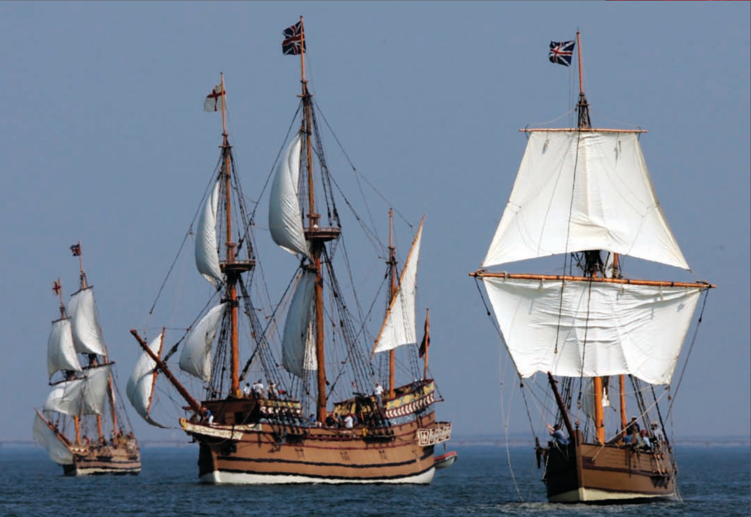 Jamestown Settlement's re-created Godspeed, Susan Constant and Discovery in 2007