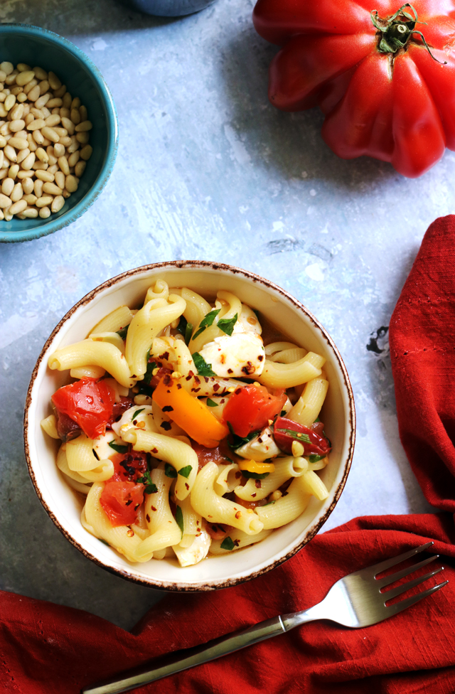 Summer Pasta Salad with No-Cook Heirloom Tomato Sauce