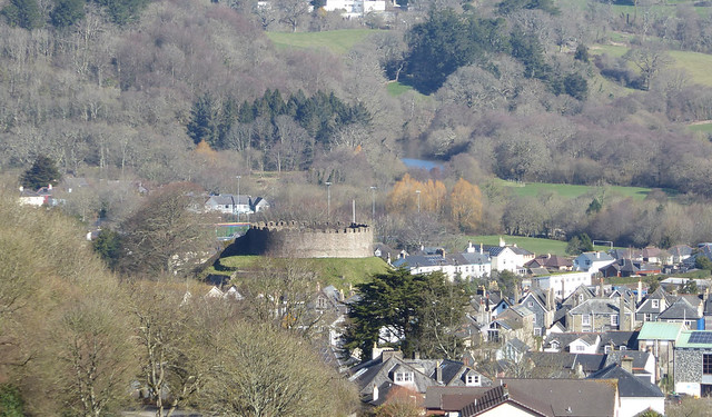 Totnes Castle viewed from Fishchowter's Lane, Totnes