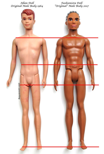 The new "Original" Fashionista Ken body vs Actual Original Ken Body